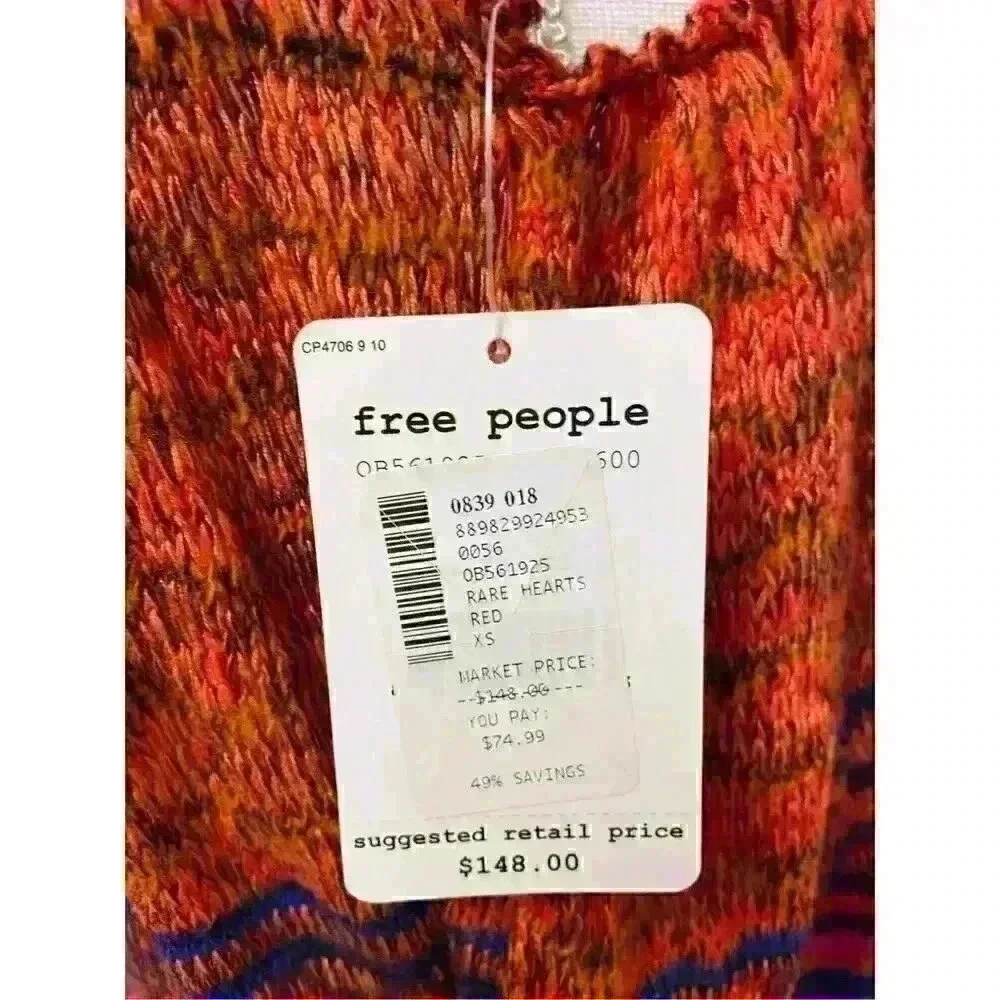 Nwt free‎ PEOPLE 𝅺Rare Hearts Crochet Knit Dress/Tunic, XS. - Picture 6 of 10